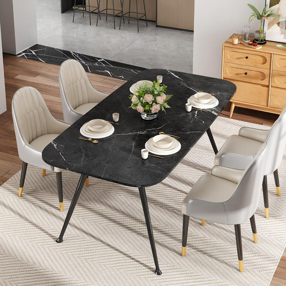Dining Table for 4-6，70.87" Glossy Sintered Stone Top Dining Table with ...