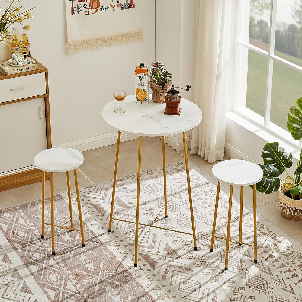 VECELO 3 Piece Pub Table and Chairs Sets Counter Height Bistro Bar Sets with ...