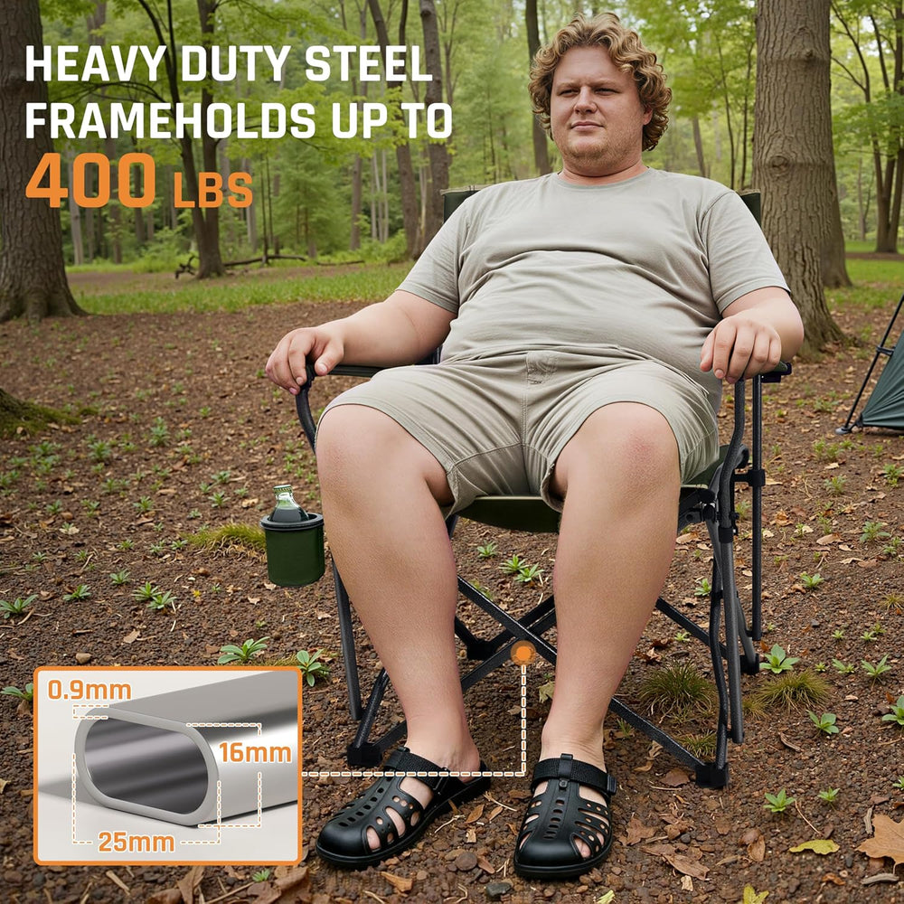 2 Pack Oversized Heavy Duty Camping Chairs for Adults 400LBS Capacity | Porta...