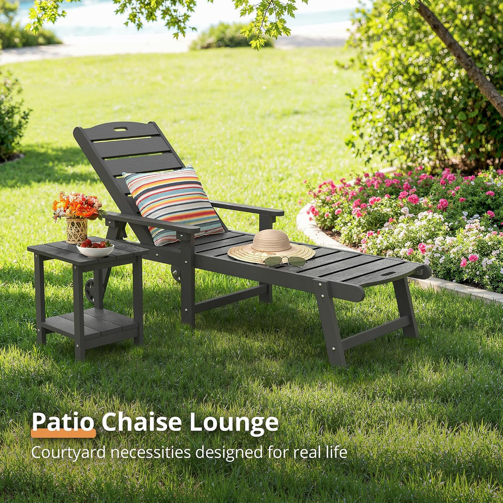 LUE BONA Outdoor Chaise Lounge, 5‑Position, 2‑Pack, Dark Gray