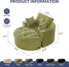 MAXYOYO Modular Sectional Chaise Lounge Sofa, Round Upholstered Lounge Chair with Ottoman, Comfy Couch with Layered Cushion, Tufted Sleeper Chair for Living Room, No Assembly, Green