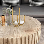 Round Wood Coffee Table for Living Room Modern Rustic Fluted Solid Wood Coffee Table Pedestal Center Table Circle Tea Tables for Apartment Easy Assembly(31.5''Oak Natural)