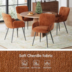 VKNOW Modern Dining Chairs Set of 4, Upholstered Dining Room Chair with Armrest, Kitchen Chairs with Curved Ergonomics Backrest for Living Room, Dining Room, Kitchen, Orange