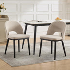 Wooden Dining Chairs Set of 6,Modern Fabric Upholstered Dining Room Chair, Large Dining Room Kitchen Chairs with High Back and Deep Seat, Farmhouse Dinner Chair for Kitchen,Restaurant,Cafe,Beige