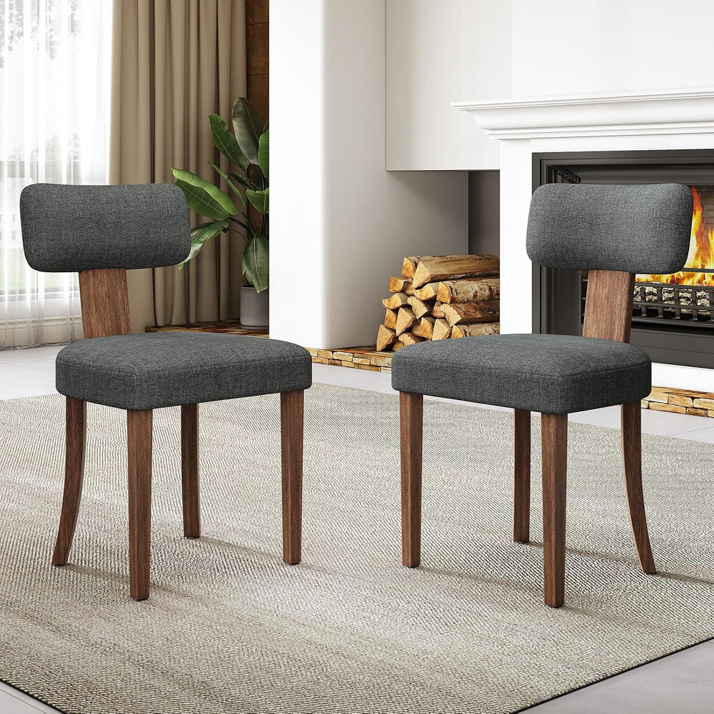 AMERLIFE Kitchen Chairs, Set of 4 Modern Linen Chairs with Upholstered Curved...