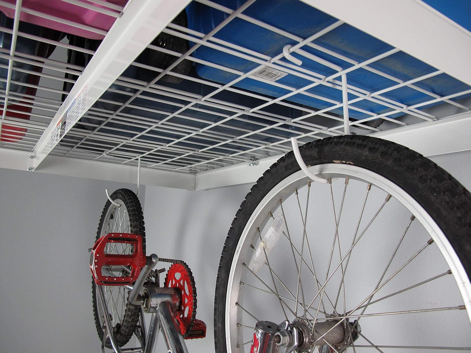 SafeRacks Overhead Garage Storage Rack - Heavy Duty Racks for Garage with 250 lb Capacity, Easy Garage Shelving, Adjustable Storage Rack, Ceiling Mount Storage Shelves 4x4 White (24"-45")