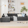 107" Modular Sectional Cloud Couch, Boneless couches Sponge sectionals for Living Room, High Density Sponges Sofa, Modular L-Shape with Chaise, Darkgrey