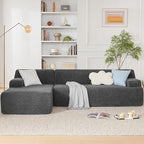107" Modular Sectional Cloud Couch, Boneless couches Sponge sectionals for Living Room, High Density Sponges Sofa, Modular L-Shape with Chaise, Darkgrey
