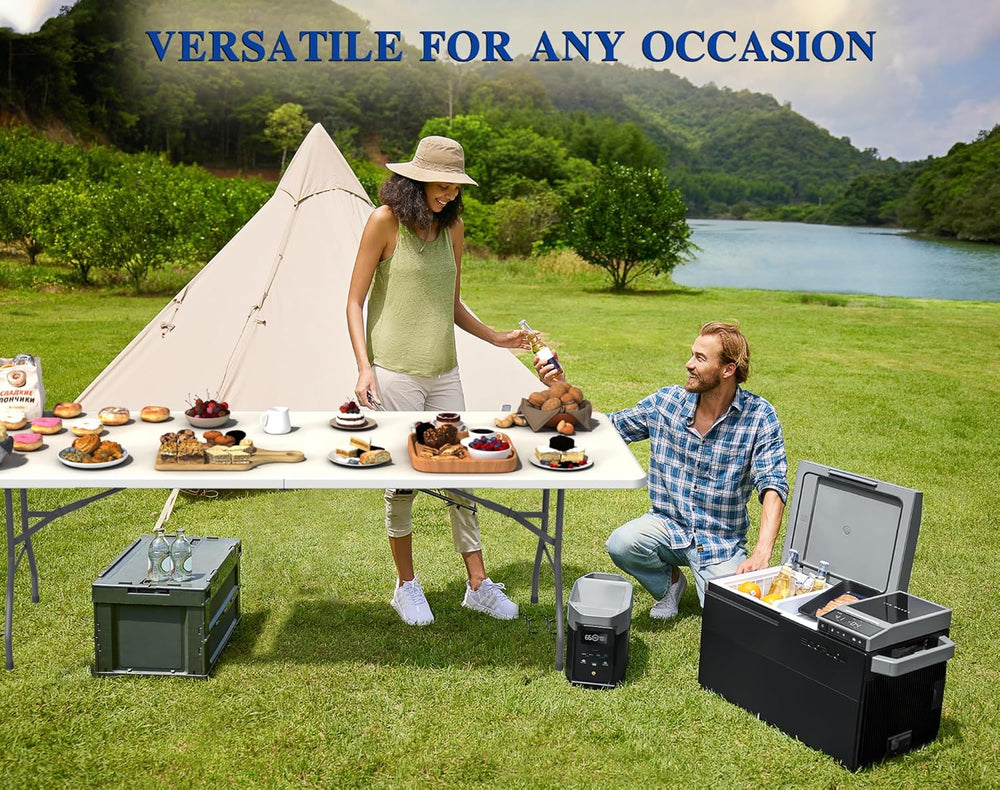 8FT Folding Tables – Heavy Duty Portable Foldable Picnic Table with Built-in ...