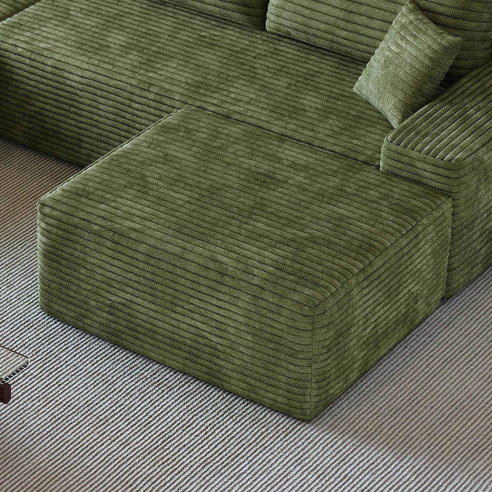 37.4 Inch Oversized Ottoman for Couch, Corduroy Upholstered Footrest with Com...