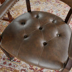 LEEMTORIG Large Dining Chairs with Casters and Arms, Rolling Dining Chairs with Wheels, Game Poker Table Chairs, Boss Caption's Chairs, 26"D x 25.2"W x 31.5"H, Espresso Legs & Choalate PU, XXY-1910-BN