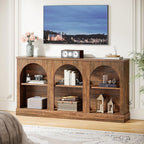 Tribesigns TV Consoles with Storage Cabinets, Television Stand for 55/60/65 Inch TV, Farmhouse Media Entertainment Center Stand for Living Room, Dark Brown
