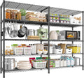 REIBII 1450LBS Metal Shelving Unit Storage Shelves 5 Tier Wire Shelving 58.1''W Pantry Shelves Wire Shelf Adjustable Garage Shelving Heavy Duty Storage Rack for Pantry Kitchen Garage, Black