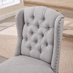 Upholstered Dining Chairs Set of 2 for Kitchen and Dining Room Farmhouse Fabric Tufted Accent Chairs for Living Room and Bedroom with Wooden Legs, Grey