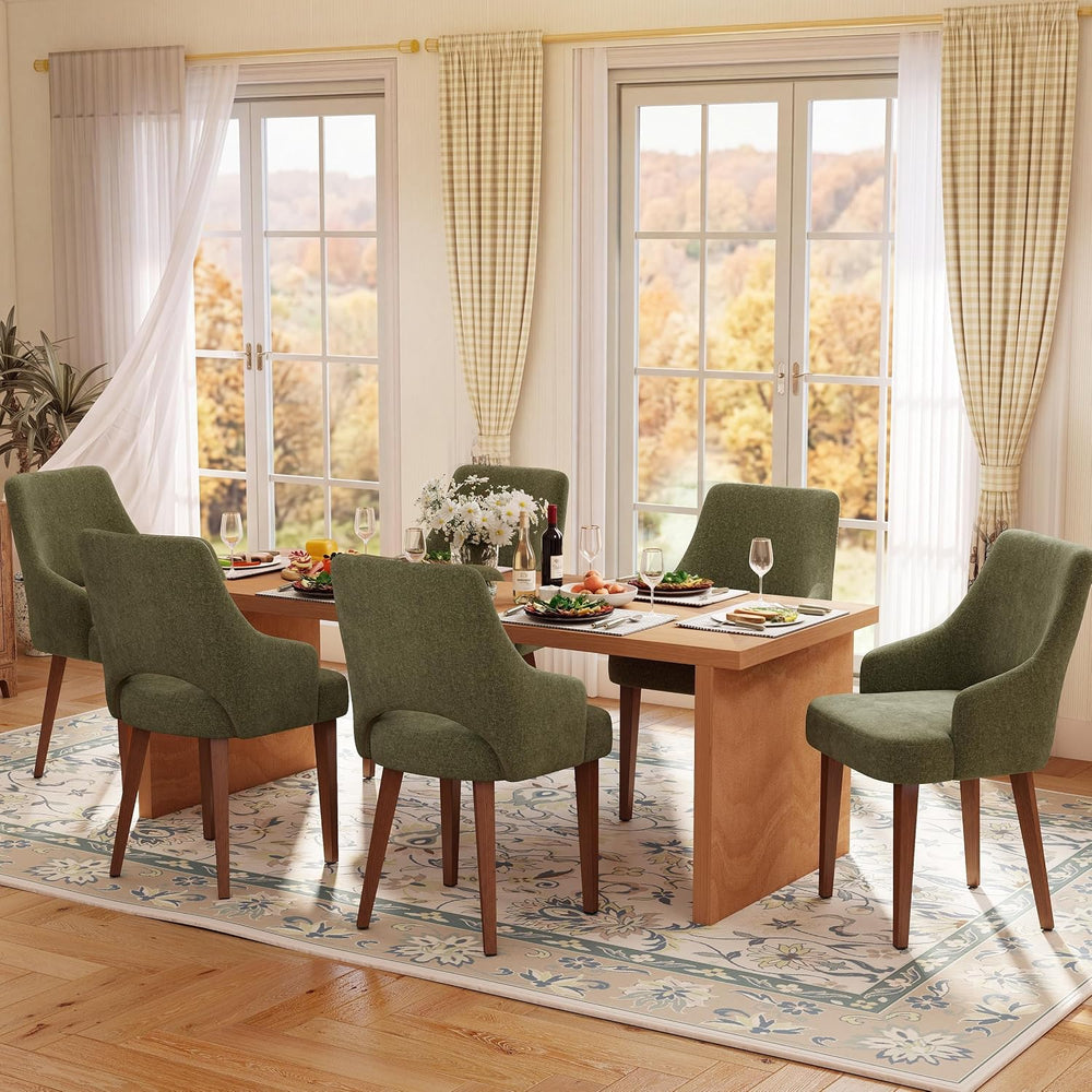Dining Chairs Set of 6, Mid Century Modern Dining Room Chairs Openwork Back