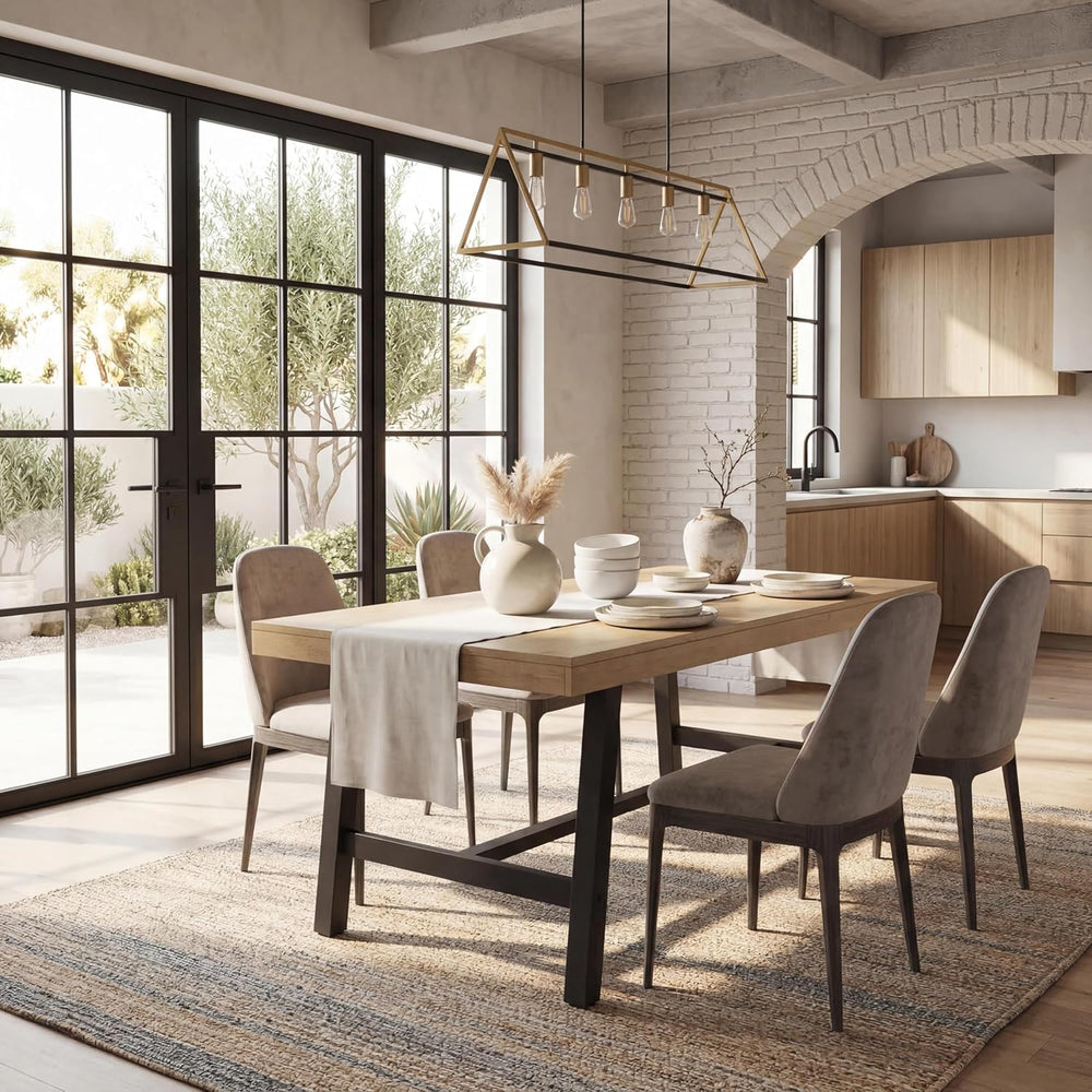 GarveeHome Industrial Dining Table for 4-6 People, 63" Long Large Kitche...