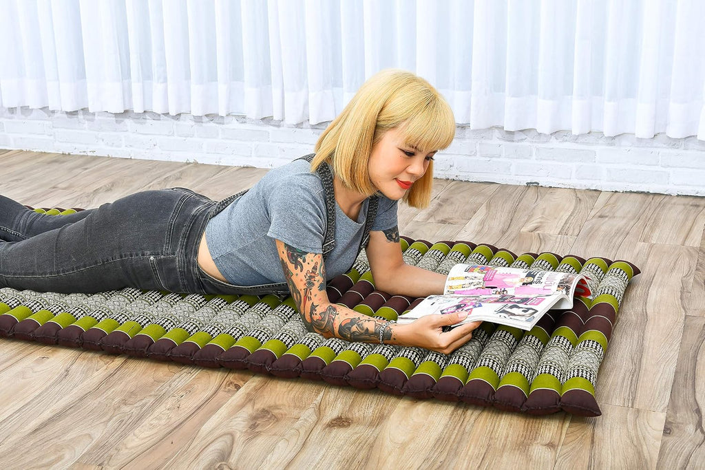 Leewadee Thai Roll Mat 75 x 28 inches Kapok Firm | Breathable folding mattress for sleeping, yoga, meditation & massage. For travel, camping, the car or as a guest bed