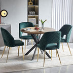 NORDICANA Modern Dining Chair Set of 4, Forest Green Velvet Fabric Upholstered Accent Chairs with Golden Metal Legs, Round Back Side Chairs for Kitchen Living Room Bedroom