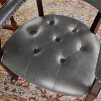 LEEMTORIG Dining Chairs with Casters and Arms, Rolling Dining Chairs with Wheels, Game Poker Table Chairs, Solid Wood Boss Caption's Chairs Office Desk Chairs, Espresso Legs & Dark Grey, XXY-1910-DG
