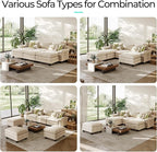 LINSY HOME Modular Sectional Sofa - 123 Inch Oversized Corduroy Cloud Couch with Movable Ottoman Soft Modern Comfy Sofa Set for Living Room Apartment Office, Beige