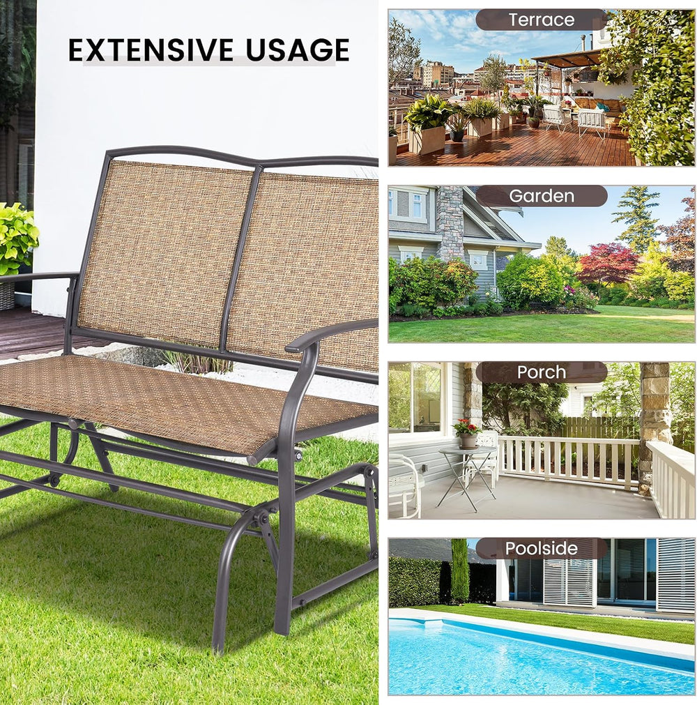 GIANTEX Patio Glider Benches for Outside, Swing Glider Chair w/Steel Frame | ...