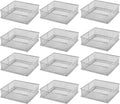YBM HOME Silver Mesh Drawer Cabinet and or Shelf Organizer Bins, School Supply Holder Office Desktop Organizer Basket (12, 6x6x2 Inch)
