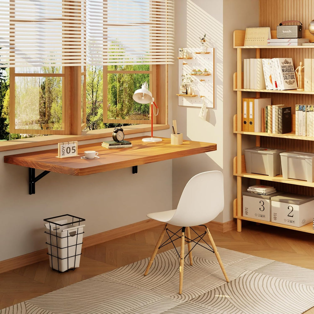 IAE Floating Wall Mounted Folding Table Desk with Pine Wood,36" x 22&quo...