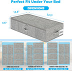 Under Bed Storage Container Bin 4 Pack, 4.5 Inch Slim Low Profile Underbed Clothes Storage Organizer for Dorm & Home, Use for Blanket and Toy Storage Box W/ Sturdy Bottom/Sides, Foldable Thick Fabric