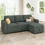 HONBAY Modular Sectional Sleeper Sofa with Pull Out Bed, L Shaped Sofa with Storage, Modular Sectional Couches for Living Room, Green