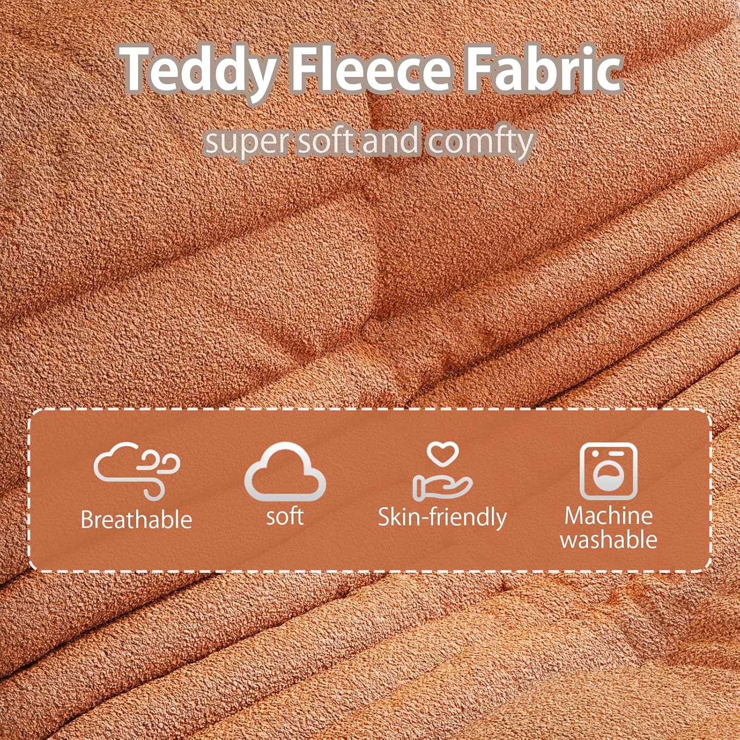 Oversized Bean Bag Chairs for Adults, Giant Beanbag Chair with Memory Foam, Comfy Lounge Chair Lazy Sofa for Apartment, Living Room, Bedroom, Office(Teddy Fabric)