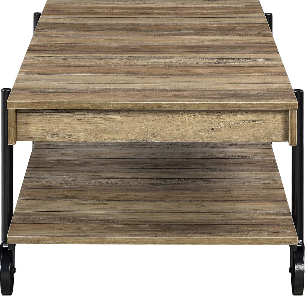 Furniture of America Cleon Industrial Open-Shelf 3-Piece Coffee, End and Sofa...