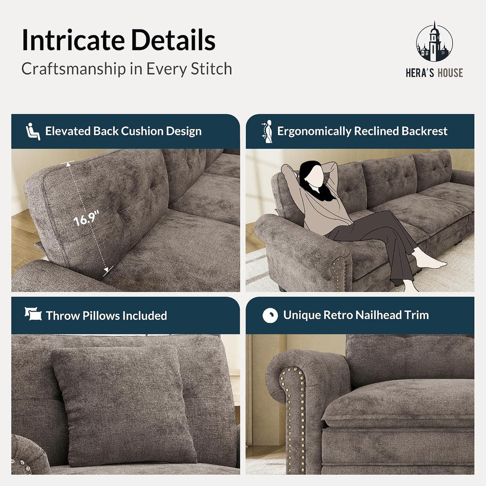 HERA'S HOUSE 150" Oversized U Shaped Modular Sectional Couch Living ...