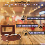 Wooden Watch Box for Men & Women, Watch Organizer & Display Case, Premium Long-Lasting Watch Holder for Storage, Elegant Gift for Watch Collectors (Glass Top, 3 Slots)