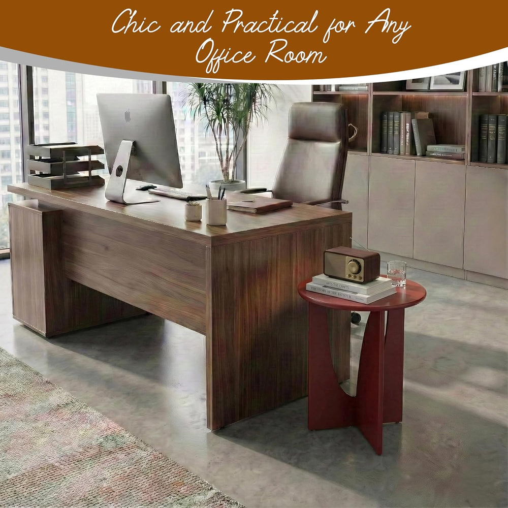 KB Designs - Side End Table Modern Round Wood Accent Table with Sculptural U ...