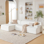 107" Modular Sectional Cloud Couch, Boneless couches Sponge sectionals for Living Room, High Density Sponges Sofa, Modular L-Shape with Chaise, White
