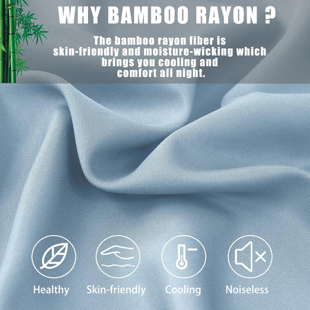 Pillow Cases Queen Size 2 Pack, Bamboo Rayon Pillowcases with Envelope Closure, Cooling Breathable Pillow Case for Hot Sleepers & Night Sweats, 20x30 inches, Aqua Blue