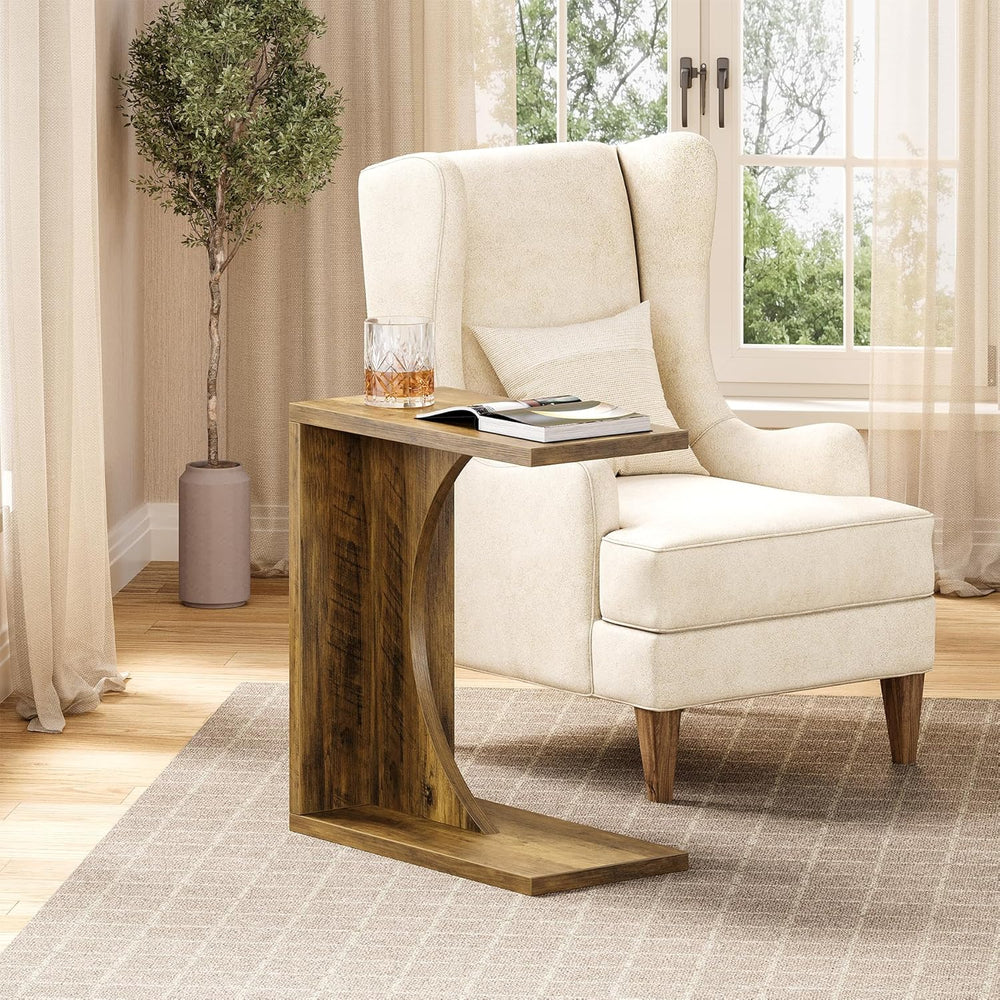 LITTLE TREE C Shaped End Table for Sofa & Bedroom - Small Side Table for ...