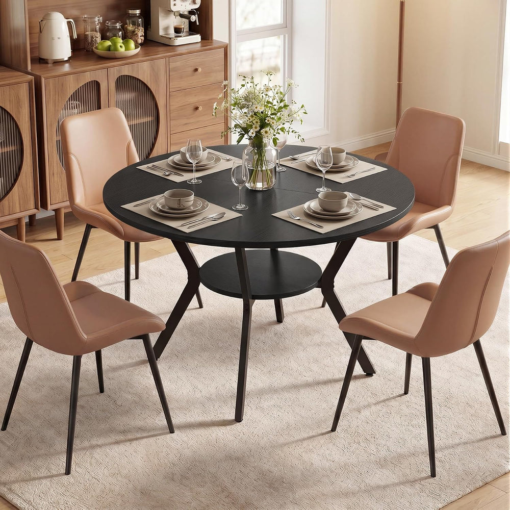 Miereirl 42.13" 5-Piece Round Dining Table Set for 4, Kitchen Table Set ...