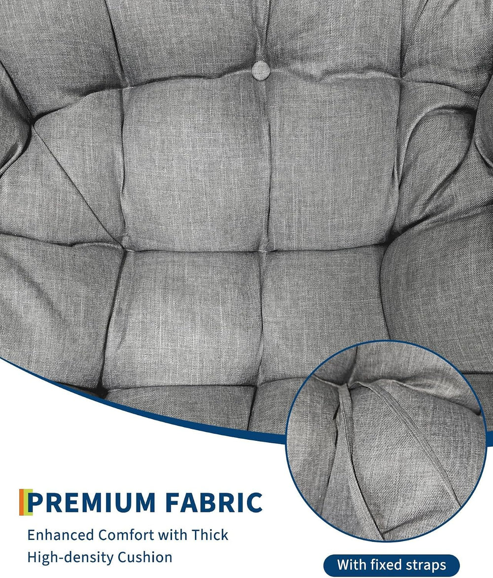 Oversized Papasan Rocking Lounge Chair with Neck Pillow, Hand Woven Rattan Ro...
