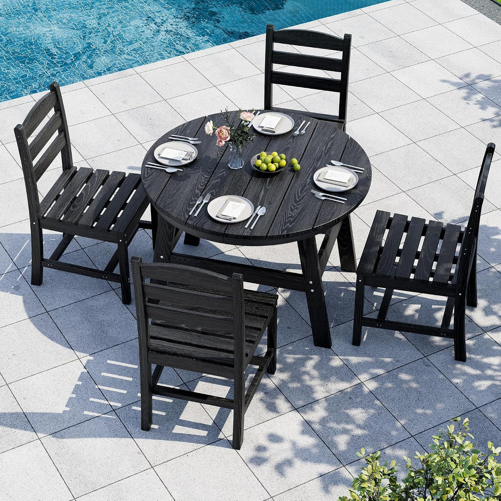 Patio Dining Set, 5-Piece HDPE Outdoor Dining Set for 4, Black