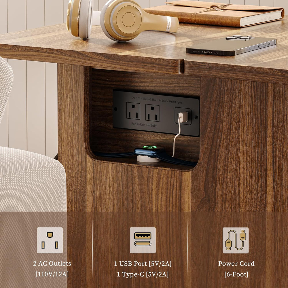 iPormis End Table with Charging Station, 15.7''-31.5'' Narrow...