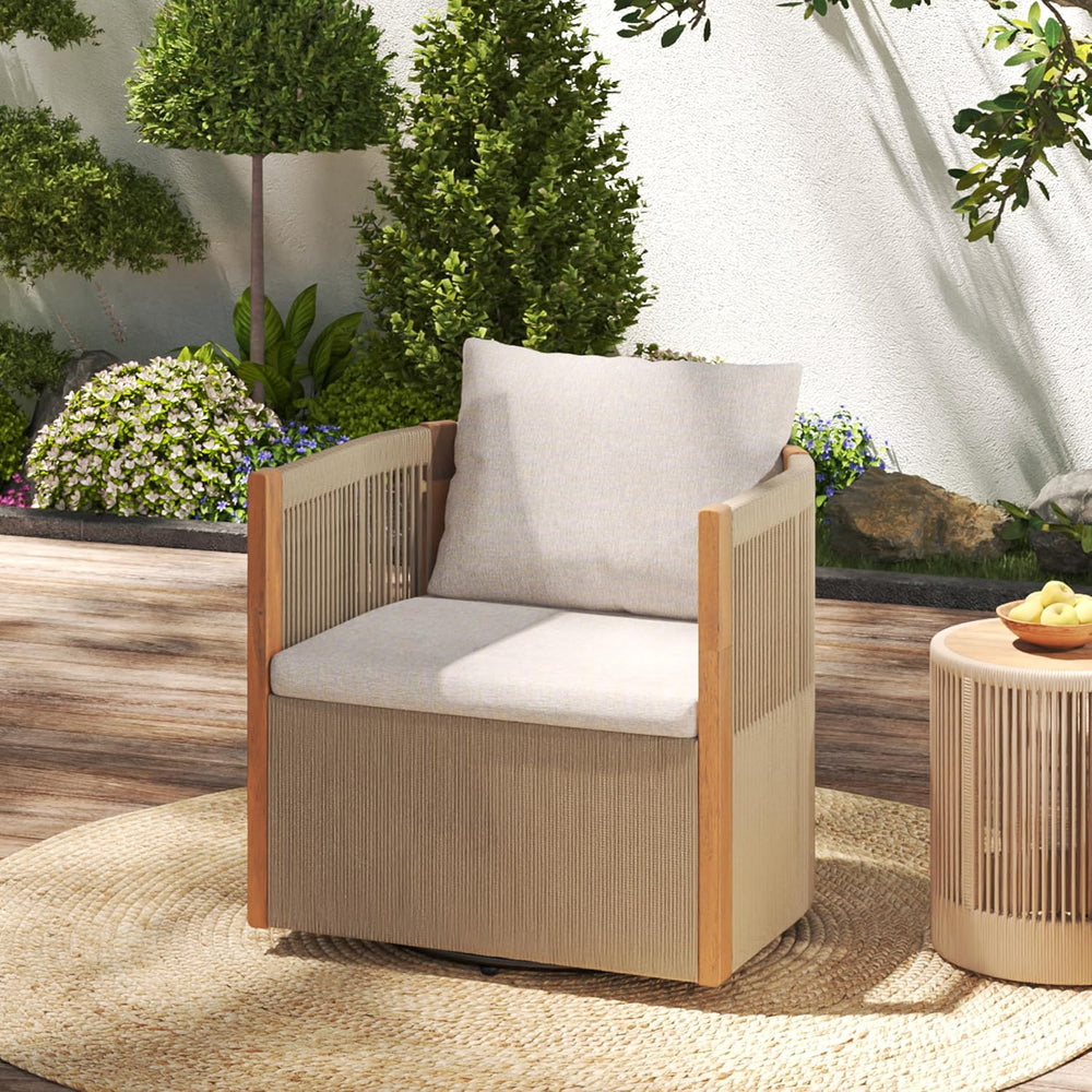 Christopher Knight Home Kato Outdoor Metal & Acacia Wood Frame Swivel Acc...