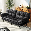 71" Convertible Futon Sofa Bed,Faux Leather Futon Couch Bed,Memory Foam Sleeper Sofa,Modern Folding Small Loveseat for Living Room,Office,Apartment,Matte Black