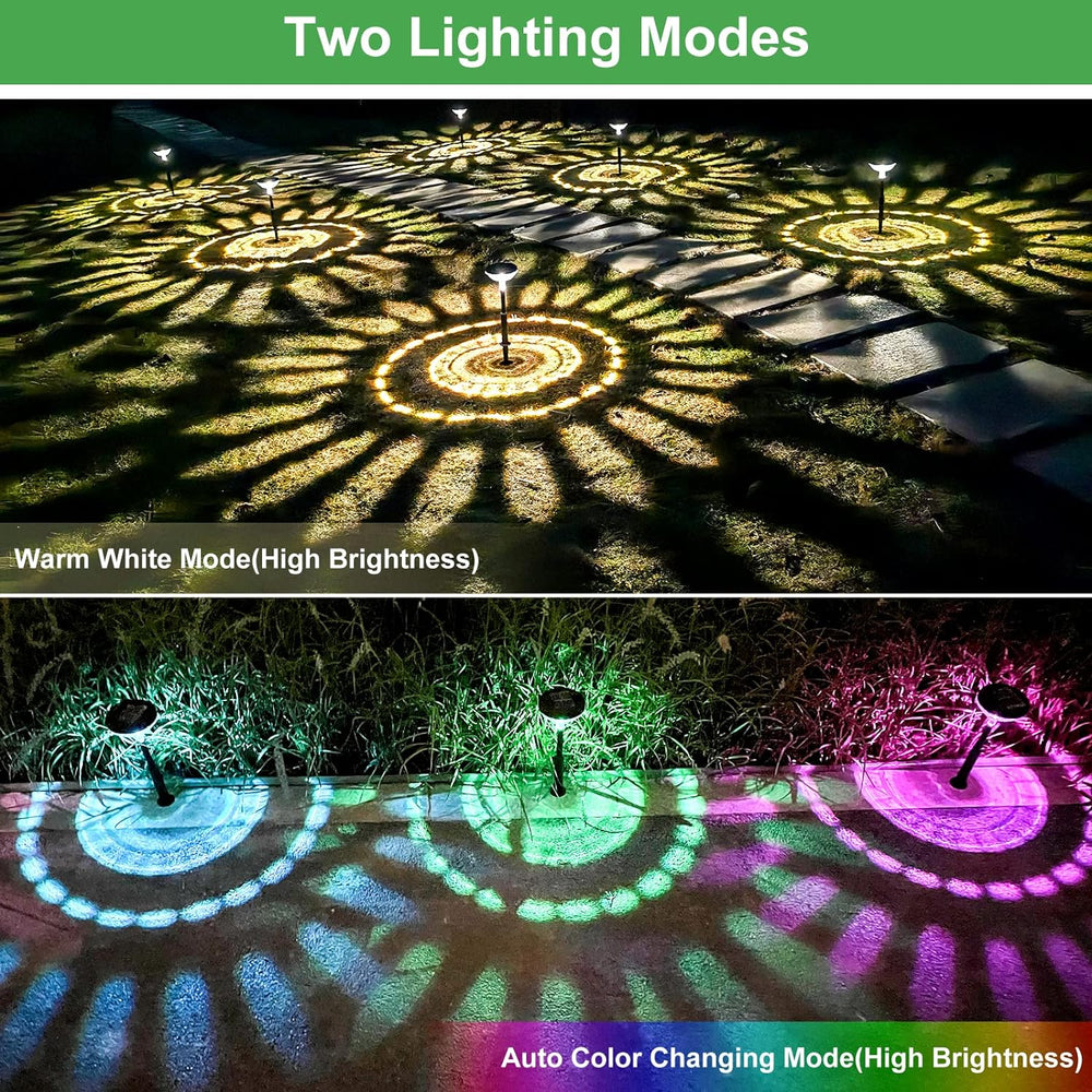 Bright Solar Pathway Lights 6 Pack,Color Changing+Warm White LED Solar Lights...