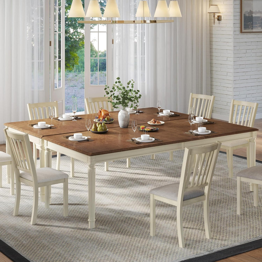 AMERLIFE 79 Inch Farmhouse Dining Table for 6 to 8, Large Rectangular Solid W...