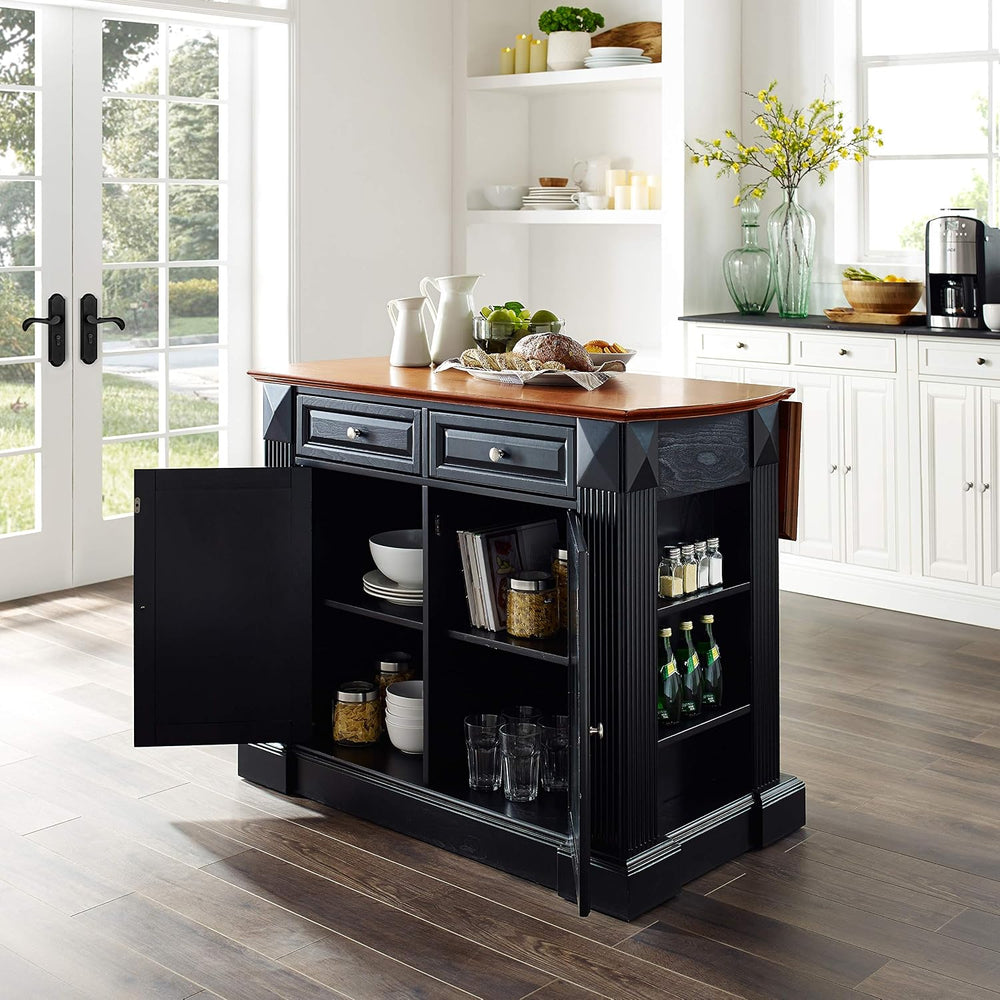 Crosley Furniture Drop Leaf Kitchen Island/Breakfast Bar, Black