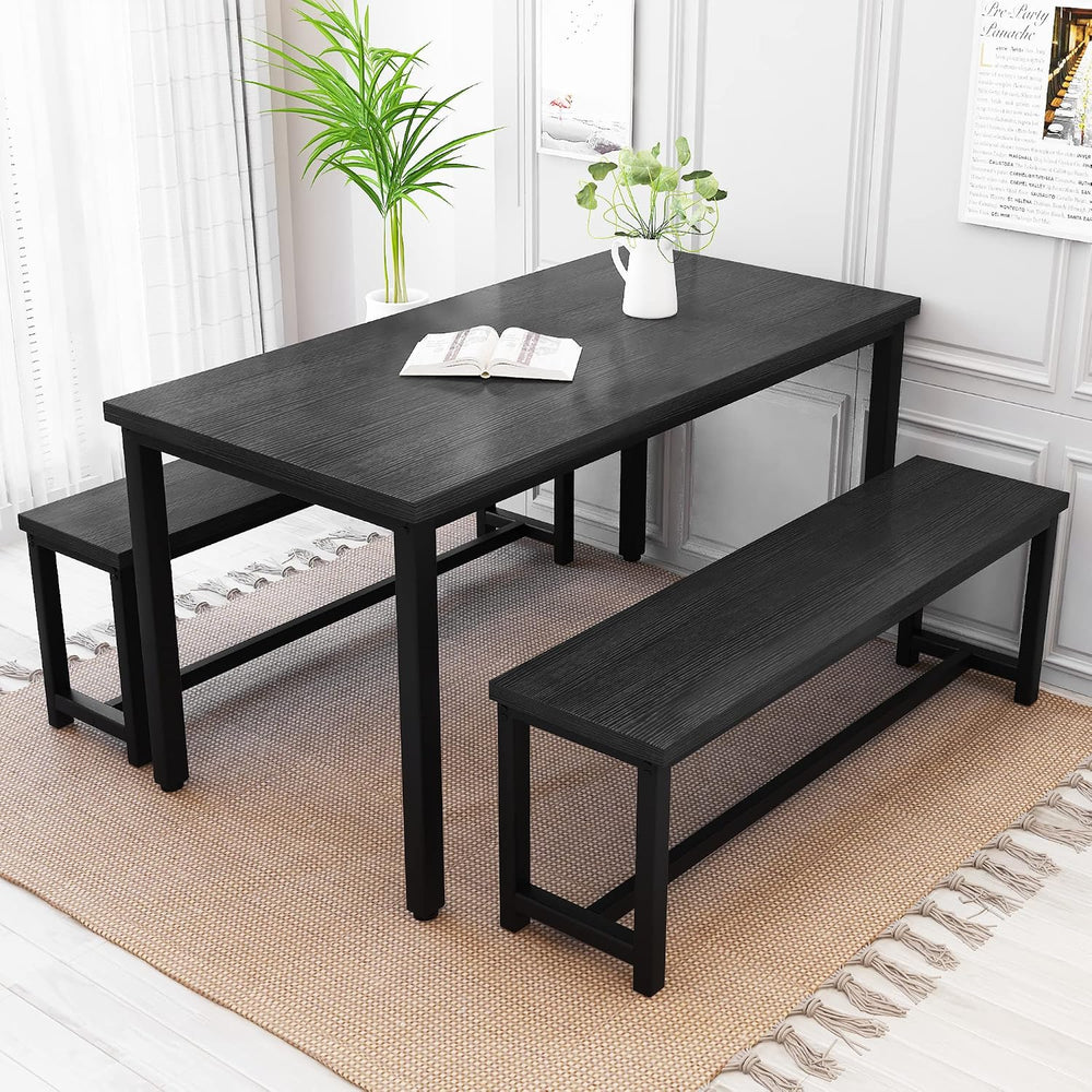 Recaceik Dining Table Set with Bench, 3 Pieces Dining Furniture Set Kitchen T...