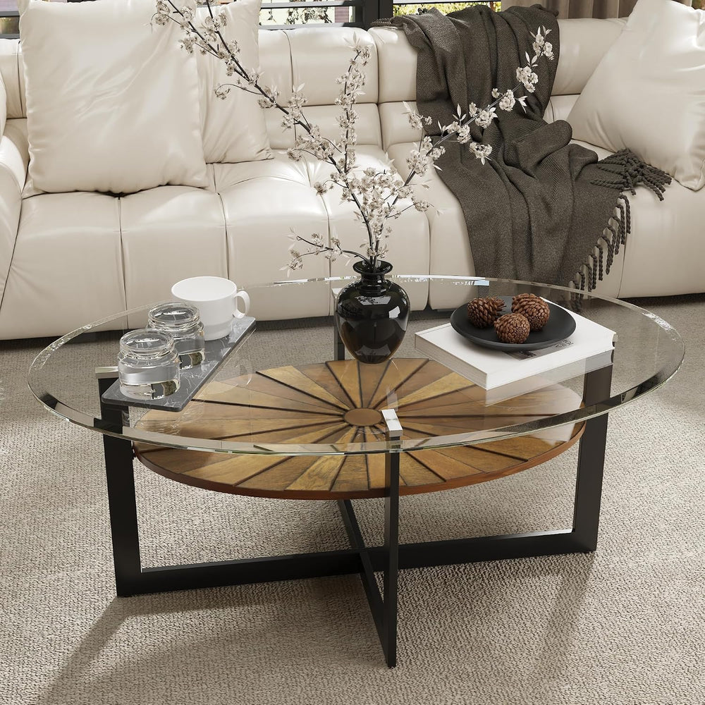 Set of 3 Living Room Tables Set -One Coffee Table and Two End Tables with Tem...