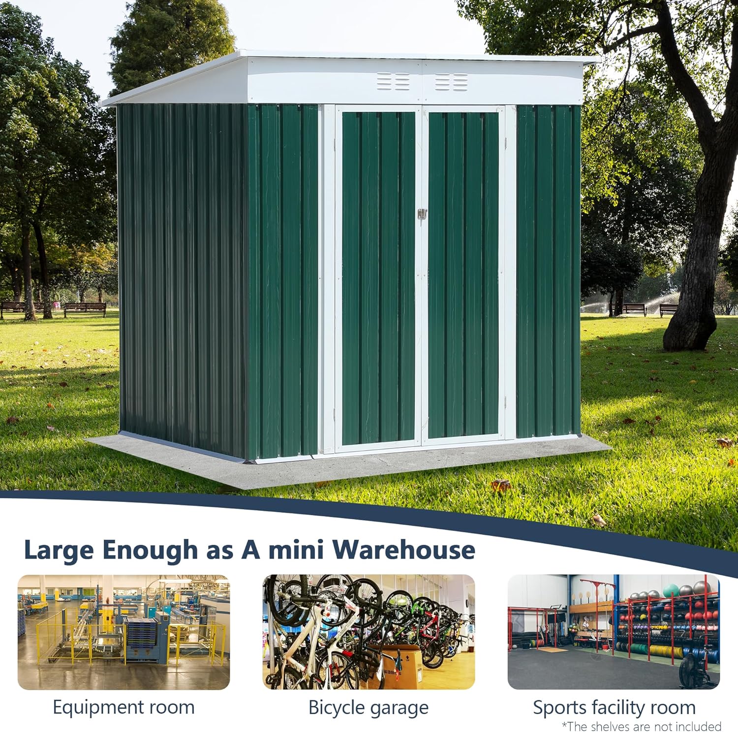 6x4ft Outdoor Metal Storage Shed Waterproof Garden Shed with Lockable Door, Windows & Vents, Tool Metal Storage for Patio Furniture Lawnmower