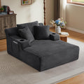 Oversized Corduroy Chaise Lounge Chair Boneless Sofa Bed, Deep Seat Floor Lounger Recliner Cloud Couch with Cup Holder & Storage Pocket for Living Room, Bedroom, Apartment
